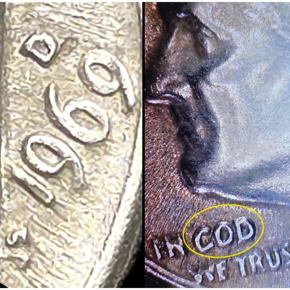 READ 1969-D/D 10C RPM FS-501 Roosevelt Dime Double Ear In COD We Trust Errors - Picture 2 of 10